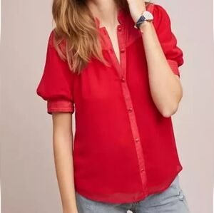 Maeve By Anthropologie Lavoie Red Blouse, Size 12